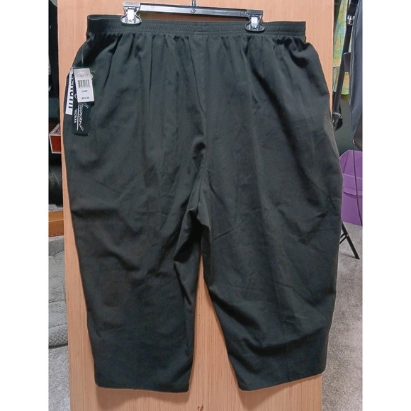 Jeno Neuman Size 24WP Black Petite Capris Shorter Length Stretch Wide Leg - Picture 4 of 6